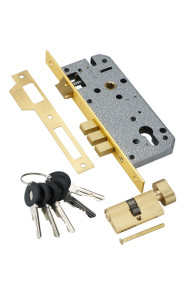 Замок врезной с секретным цилиндром 60мм.5 кл. ADDEN BAU. LOCK 4585 5-60B D GOLD (цвет ЗОЛОТО БЛЕСТЯЩЕЕ)